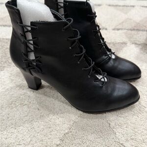 Elegant Black Lace-Up Ankle Boots